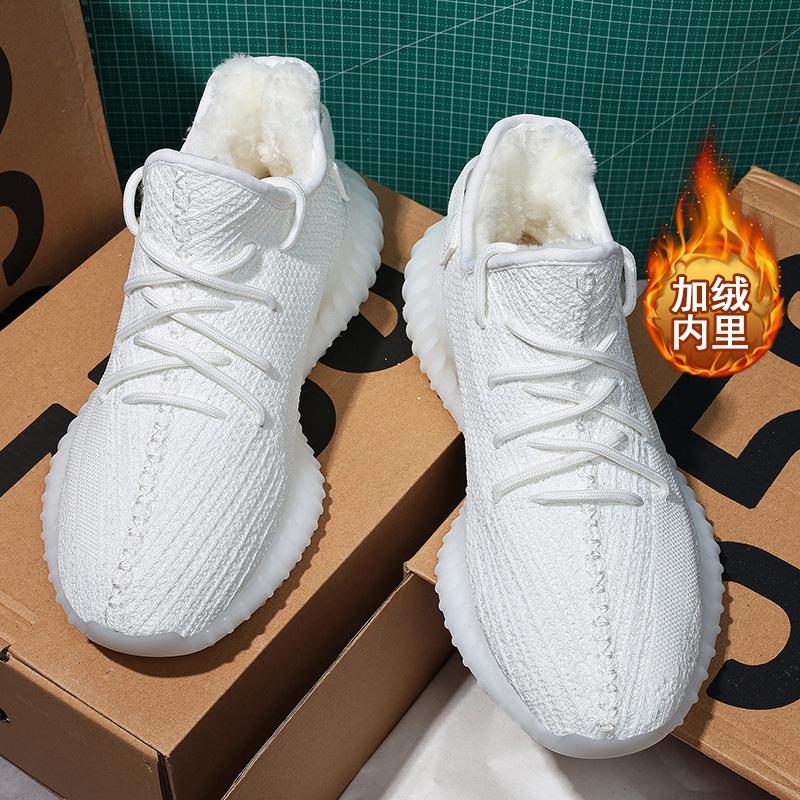 Fleece Thickened Winter Coconut All Black Casual Warm Running Shoes Sports Real Soft-soled Sneakers