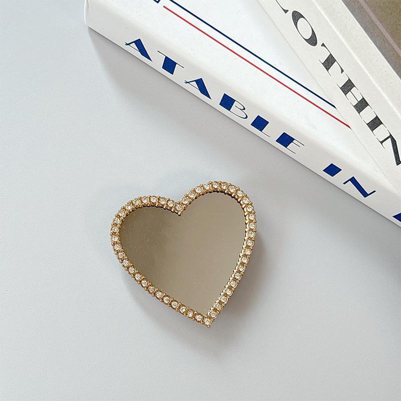 

Square Love Glass Mirror Mobile Phone Airbag Bracket Pasted Telescopic Portable Makeup Mirror Women S Rhinestone Decoration