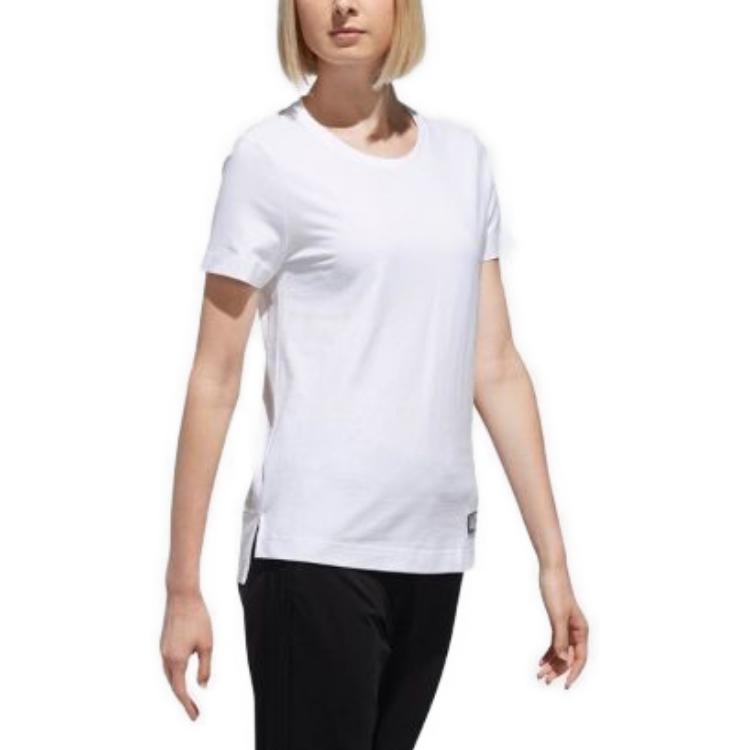 Adidas Logo Label Round Neck Short Sleeve T-Shirt Women T-Shirts White EA2099