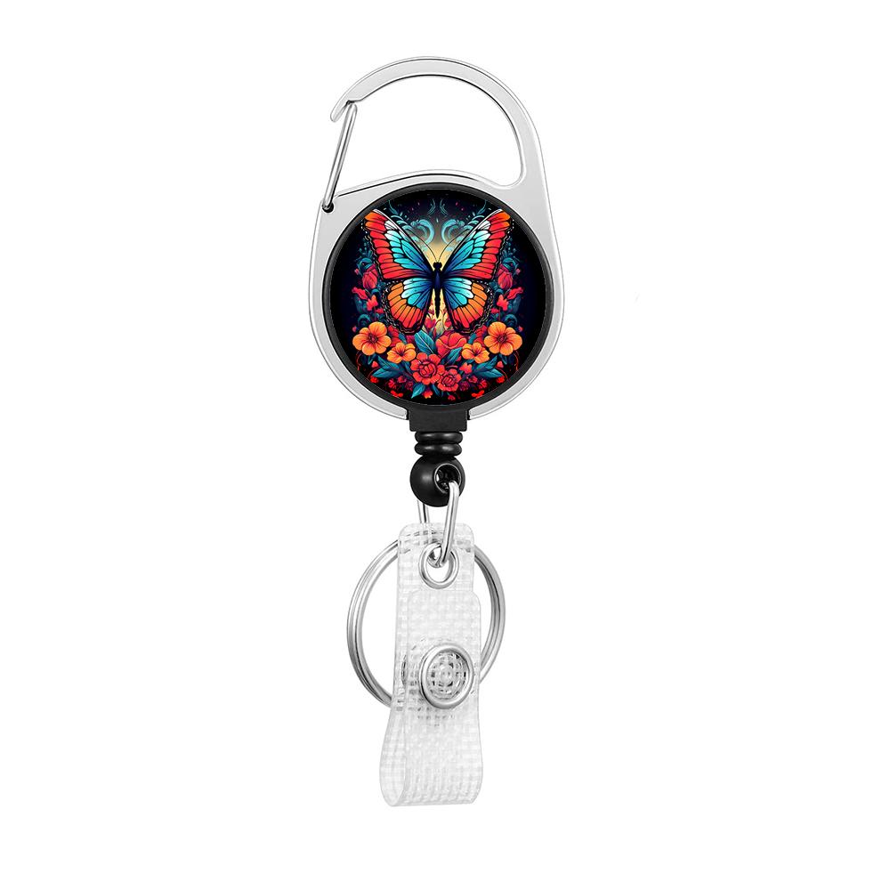 Flower Butterfly Chrysanthemum Doctor ID Badge Clip Lanyards Holder Porta Credencial Reel Nurse Retractable Keychain Wholesale