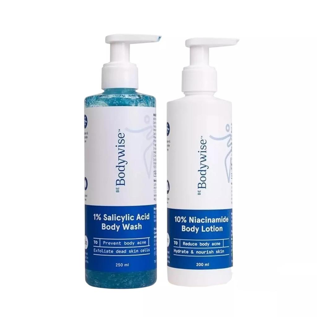 Гель для душа и лосьон для тела (250 мл + 200 мл), 1% Salicylic Acid Body Wash & 10% Niacinamide Body Lotion (450 ml), Be Bodywise