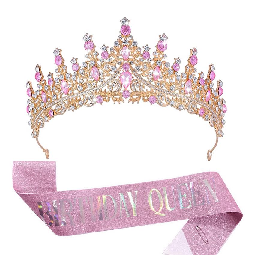 Luxury Crystal Crown & Sash Set for Birthday Girl