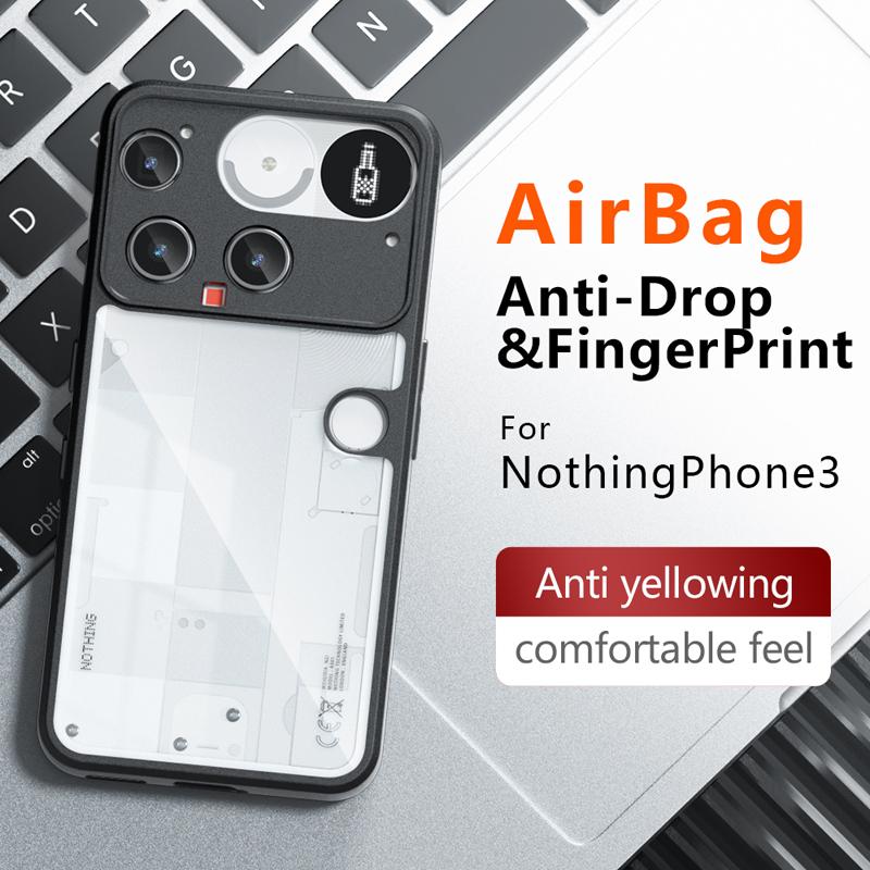 For Nothing Phone 3 Case Shockproof Frosted Skin Feel Matte PC+TPU Anti-fingerprint Transparent Cover for NothingPhone (3)