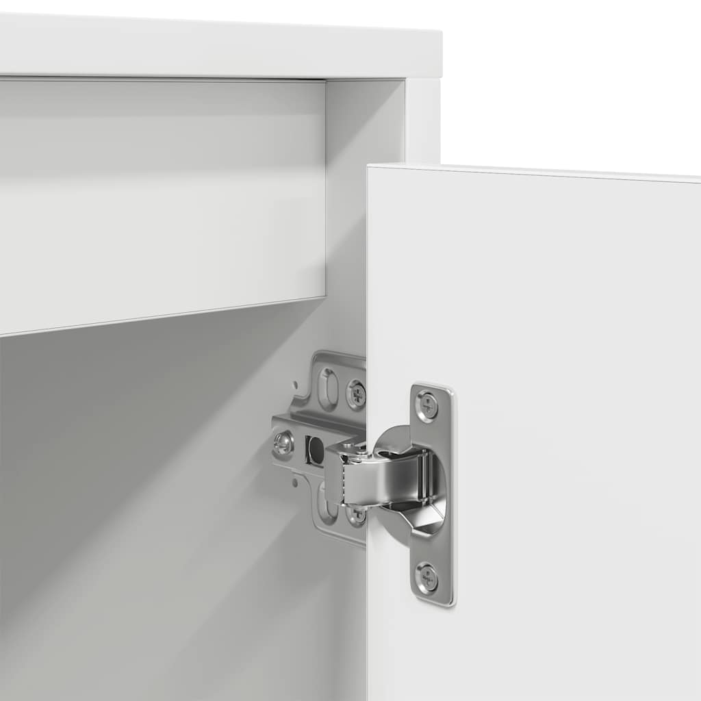 TV Stand with LED Lights White 193.5x41x50 Cm