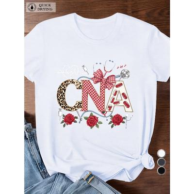 European Sizes CNA Intricate Design Women's Plus Size Sports Short Sleeve T-Shirt