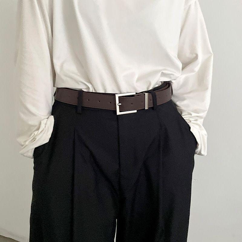 Стильный корейский женский широкий джинсовый ремень Дондэмун из мягкой кожи, минималистичный дизайн 2023 кофейный