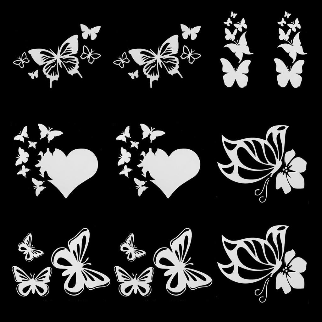 10Pcs Butterfly Car Decals Reflective Car Sticker Self Adhesive Waterproof Automotive Exterior Decoration Butterflies for SUV Hook Motorcycle