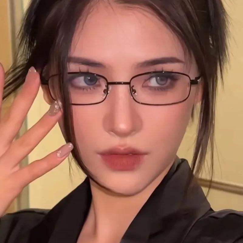 Harajuku Kleine quadratische Brille für Damen Retro Silber Metallbrille Lesebrille Blaulichtfilterbrille