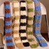 Y2k Aesthetic Colorful Striped Scarf Thin Skinny Belt Knitted Scarf Long Warm Fluffy Neckerchief Photo Props