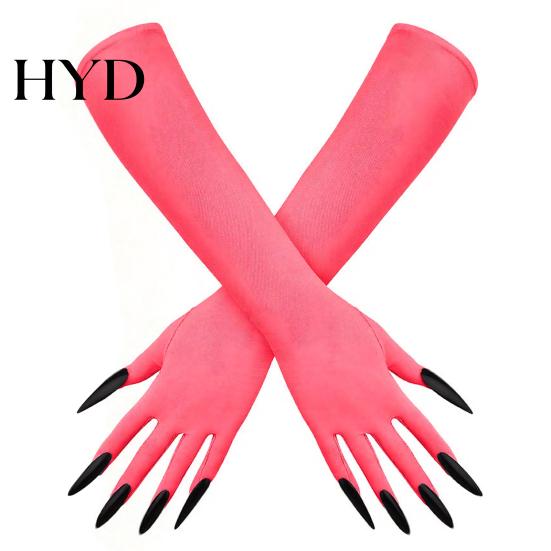 Creepy Long Nail Gloves 1 Pair Halloween Ghost Claw Gloves, Fingernail Witch Costume Durable Party Handwear Accessory, Dark Performance Prop