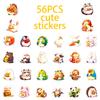 56 Gluttonous Animal Graffiti Stickers Chubby Little Animals Eat Cute Cartoon Decorative Stickers