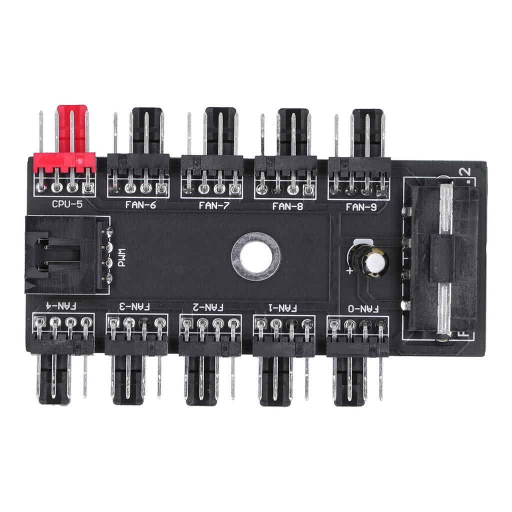 Chassis Fan Hub 4Pin Interface 10‑Way Splitter Speed Controller Computer Supplies 12V