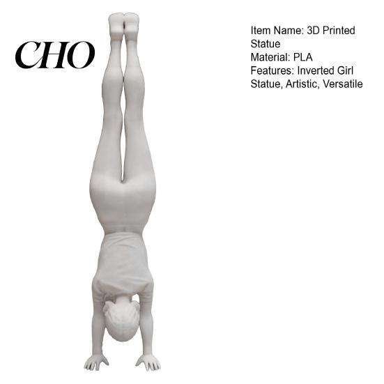 Artistic Home Accent Inverted Girl Figurine, 3D Printed Athlete Statue, White Decorative Statue Sporty Sculpture for Table Shelf Decor Modern