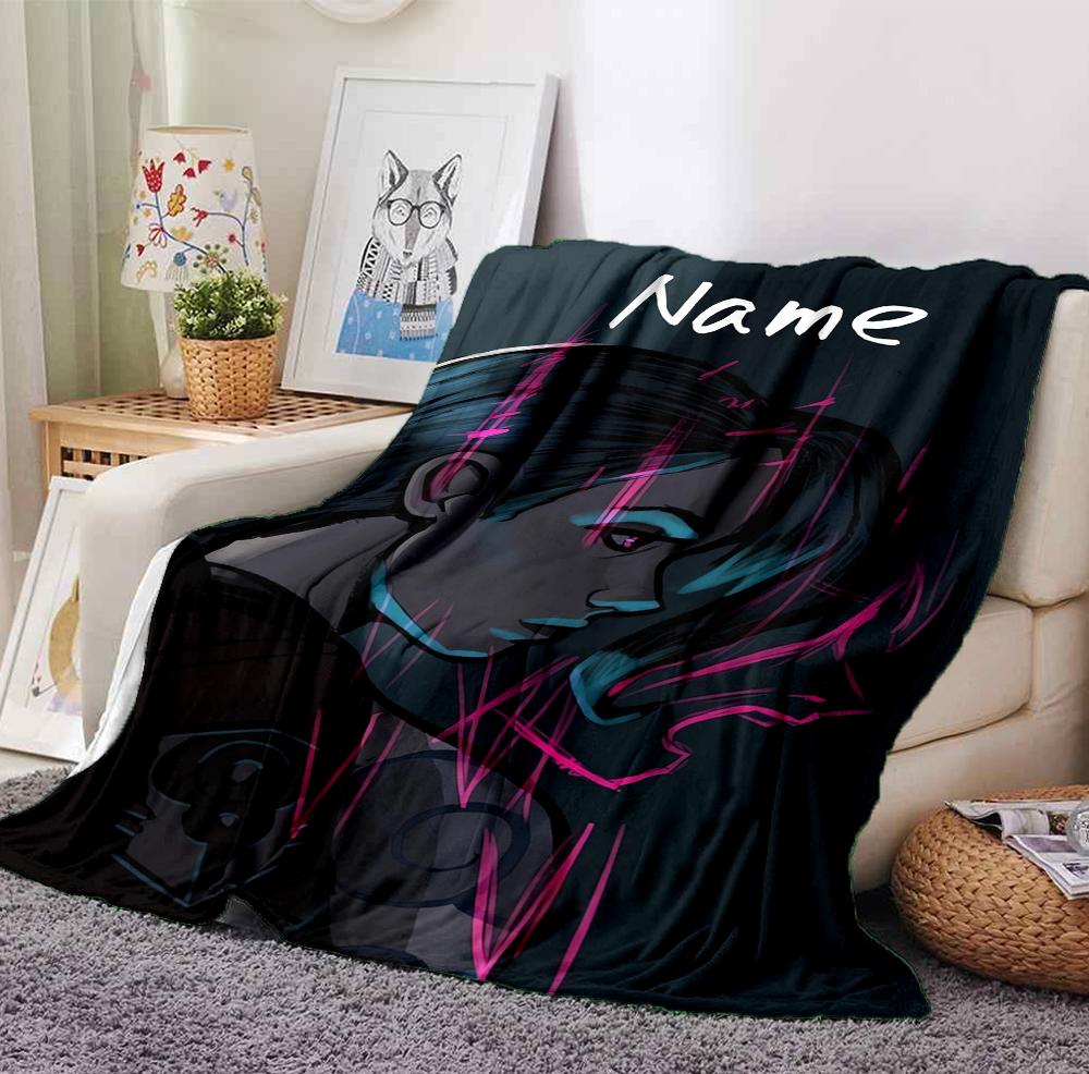 Custom Name Blue Eyes Connection Flannel Blanket Throw Blanket Soft Warm Sofa Bed Home Decor Unique Gift