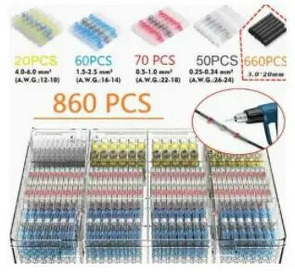 Heat Shrink Solder Ring Wire Connectors: 320-860 pcs Butt Splice Kit