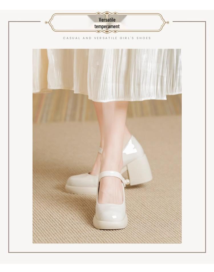 Women's British Style High Heels with Thick Soles for Spring/Autumn 2024 - Leather Qipao Mary Janes