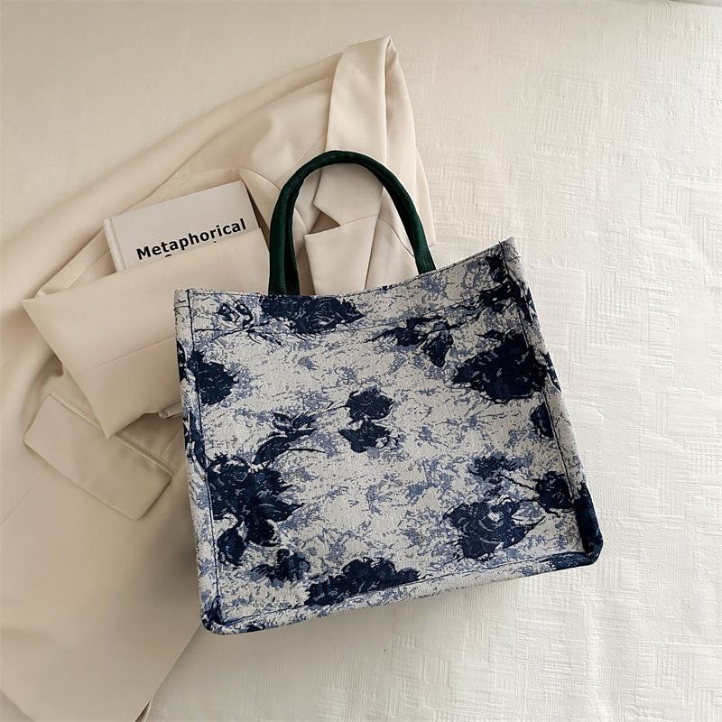 

Simple retro large-capacity commuter shoulder bag fashion tote bag 2024 new simple fashion shoulder tote bag синій