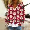 Women's Fashion Short Coat Casual Long Sleeve Printed Single Breasted Plush Top