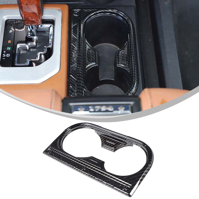 

ABS Carbon Fiber For Toyota Tundra 2014-2026 Car Center Control Shift Panel Water Cup Decorative Frame Stickers Car Accessories