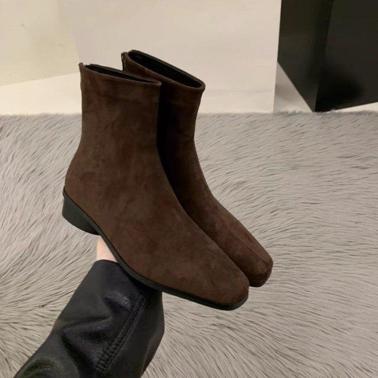 

Black Short Boots Women s Boots Skinny Boots Season Long Tube Suede Knight Xiaoxiang Martin Boots 40 коричневий