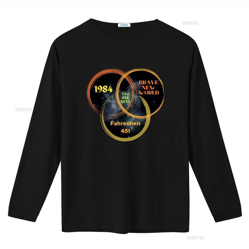 1984 Un Mundo Feliz Fahrenheit 451 Estás Aquí Ciencia Ficción Distopía Camiseta vintage Lavada Casual Ligeramente ropa de diseñador