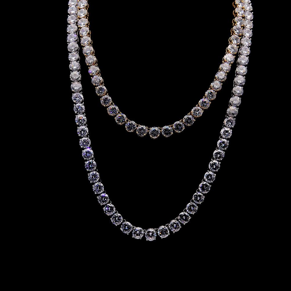 European & American Copper 8mm Zirconia Tennis Chain Necklace - Hip Hop Retro Style Jewelry