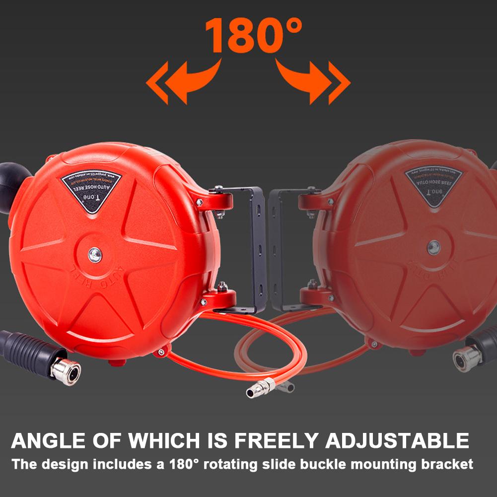 Retractable Compressor Hose Reel 10m Automatic Rewind Air Hose Pneumatic Tool Commercial Reel With Swivel Bracket Quick Coupler