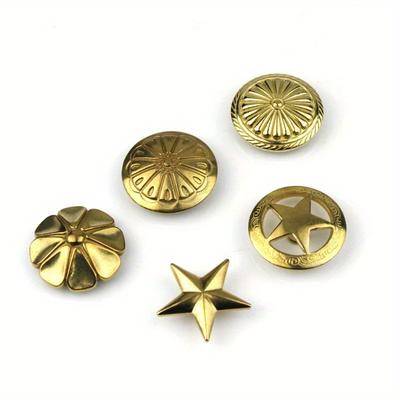 Pirinç Vidali Concho Perçinler Çiçek Yıldız Dekoratif Düğmeler Deri El Sanatları Cüzdan Çanta Eyer Kayışı Dekorasyonu İçin