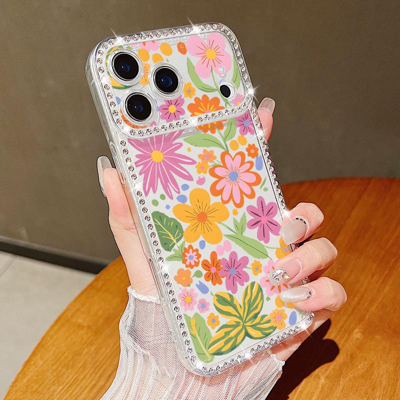 Bling Diamond Oil Painting Soft Silicone Case For iPhone 16e 16 15 14 13 17 Pro Max 13 15 Pro 17 Shockproof TPU Phone Cover