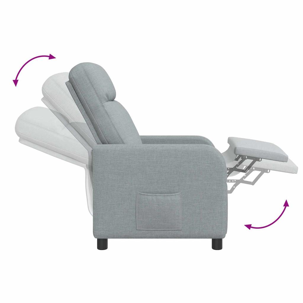 Massage Recliner Light Gray Fabric