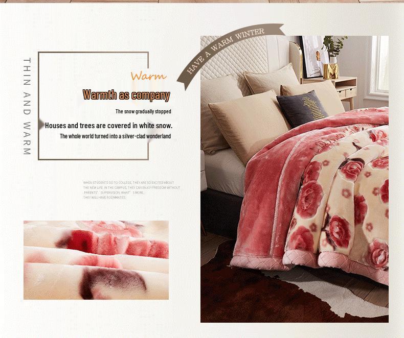 Doppellagige verdickte Raschel-Winterdecke - Ultraweiche Decke für Haushalt & Hochzeitsgeschenk