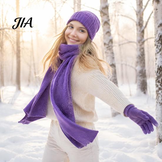 Unisex Stretchy Knit Hat Winter Scarf Gloves Set for Women, Warm Knitted Hat, Touch Holiday Gift Friends And Family Screen Gloves, 71 Inch Scarf, Cozy