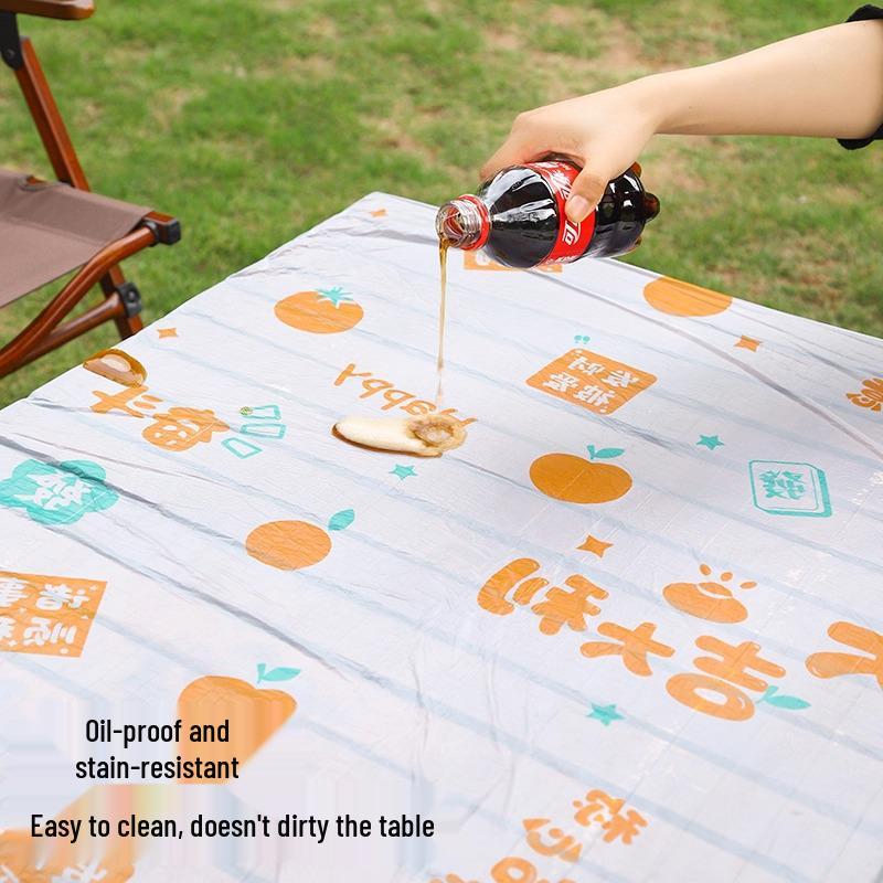 Rectangular Disposable Outdoor Tablecloth with Drawstring - Perfect for Camping, Picnics, and Street Stalls