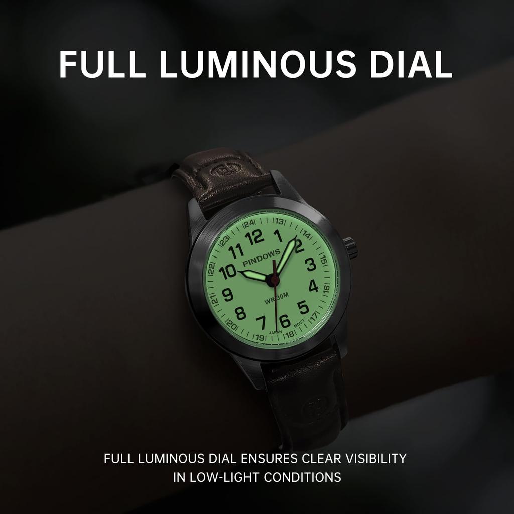 PINDOWS Ladies Classic Business Analog Quartz Watch 3 ATM Waterproof Luminous Dial Dress Watch