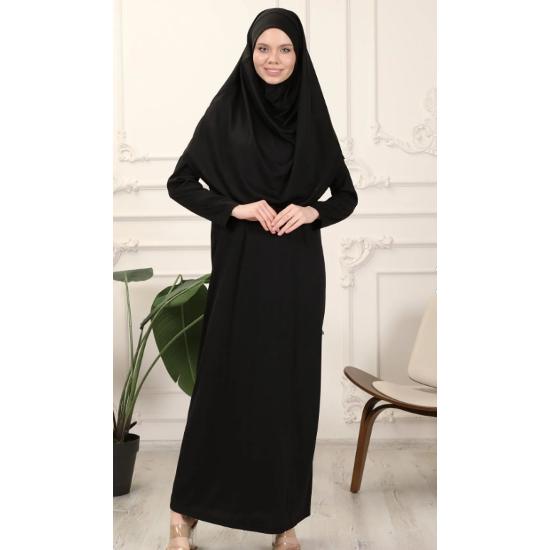 One Piece Easy-to-Use Self-Contained Prayer Dress with Headscarf