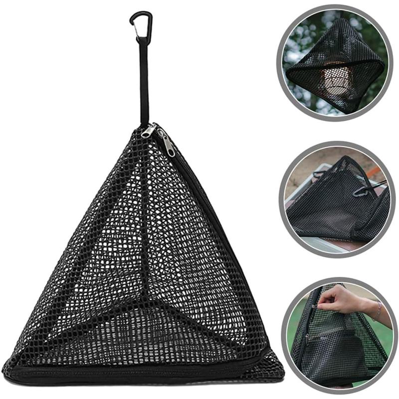 Outdoor Camping Kitchen Hanging Net Kitchen Foldable Storage Bag Cookware Drying Net Triangular Drying Net Dry Food Organizer