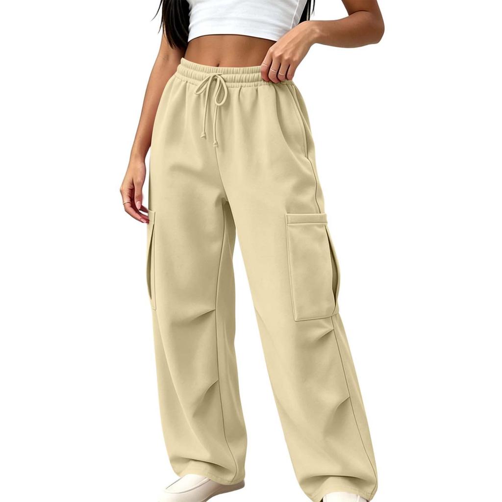 Lässige Damen-Sweatpants mit weitem Bein, elastischem Bund und für das Training