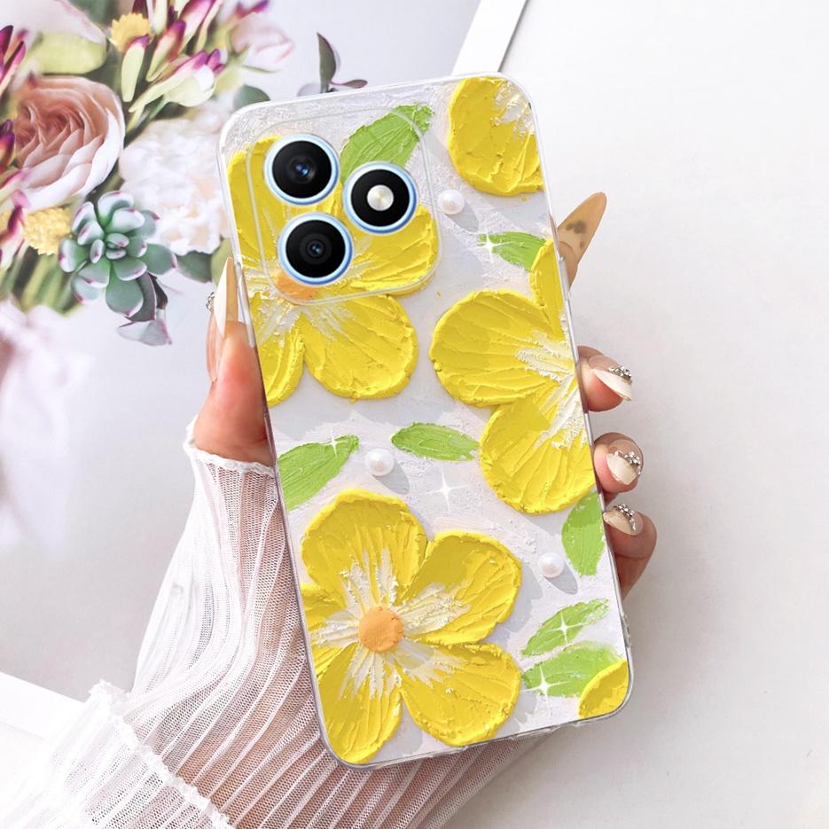 For Honor X8d 4G Case Cute Love Heart Painted Cover Soft Silicone Slim Phone Case For Honor X8d X 8d HonorX8d 4G Back Cover Bags