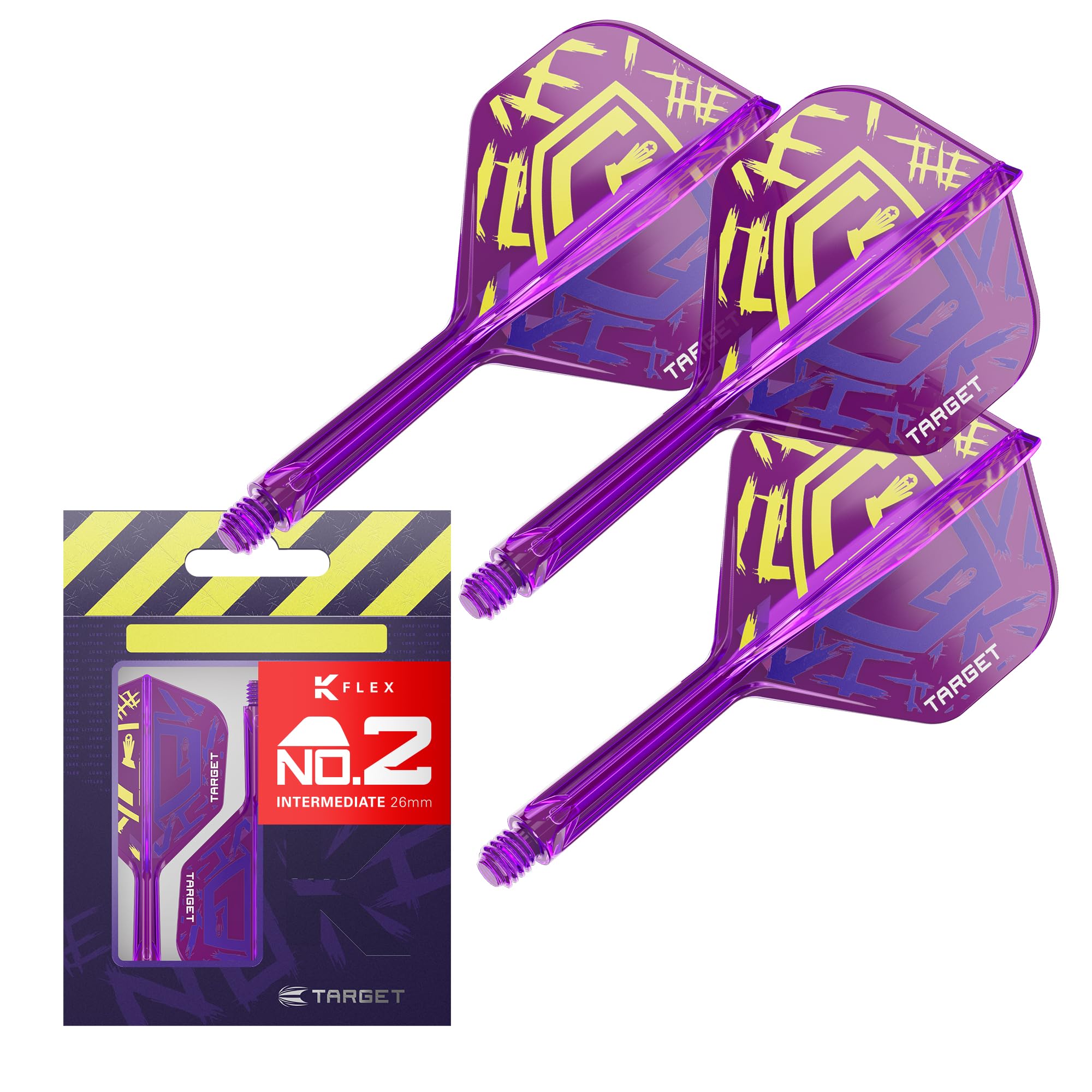 

TARGET Darts LUKE LITTLER WORLD CHAMPION KFLEX Flight Shaft KFLEX Flight Short Inbit & System, No2/No6, All-in-one 3-pack, (19mm)/Inbit (26mm)/Medium
