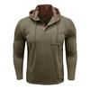 Herr Långärmad T-shirt Hooded Henry Skjorta Höst och Vinter Utomhus Casual All-match Lös Mode Topp
