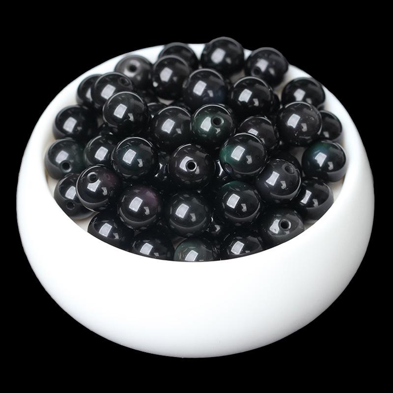 Natural Double Gold Eye Obsidian Beads Pixiu Bracelet with Silver Sheen Crystal Accessories