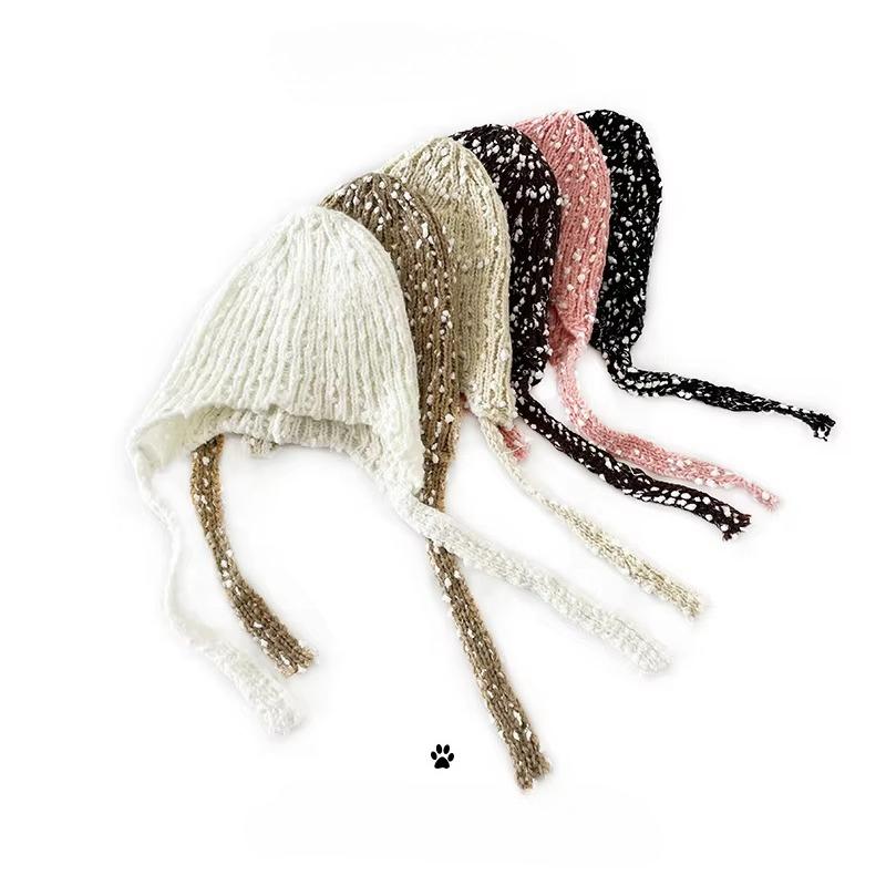 Cute Baby Girl Hat with Braids Brim Winter Warm Knitted Earflap Cap Fashion Beanie for Toddler Soft Yarn Crochet Infant Hat