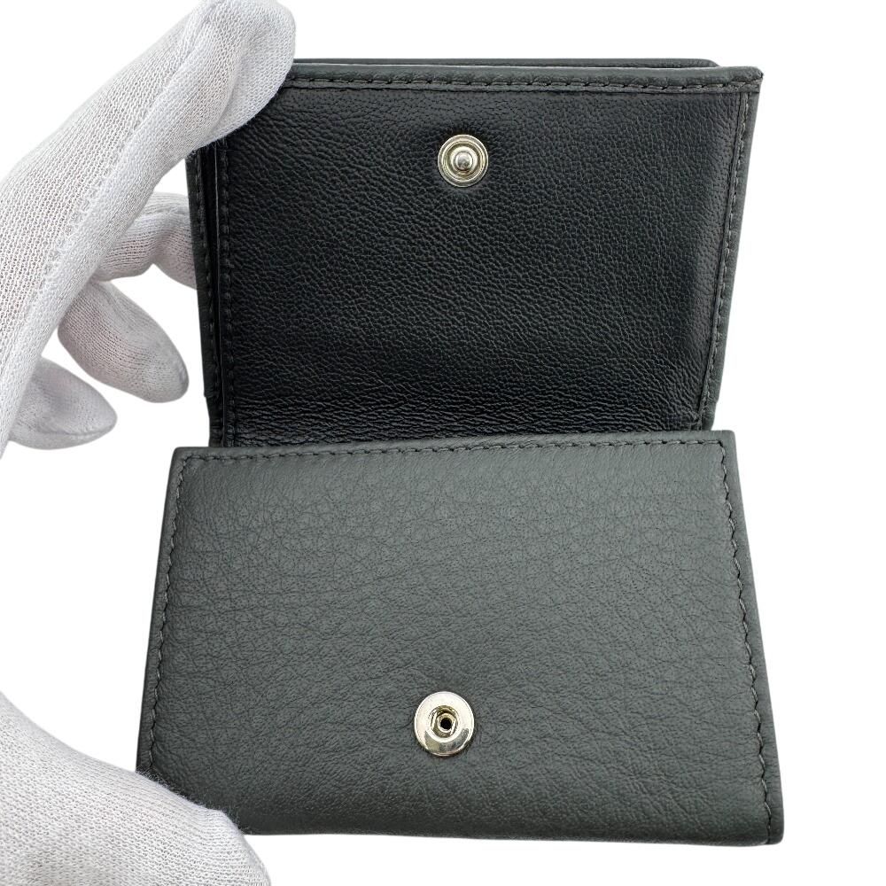 BALENCIAGA 551921 Compact wallet leather Every day Tri-fold wallet Dark gray leather Used