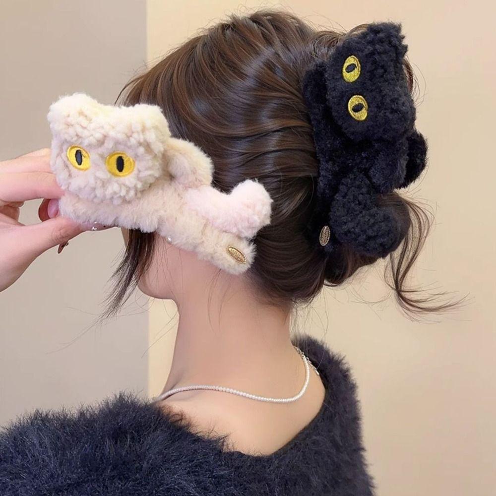 kitten Plush Hair Claw Cute Cute Hairpin Creative Cat Hair Clip  Autumn/Winter