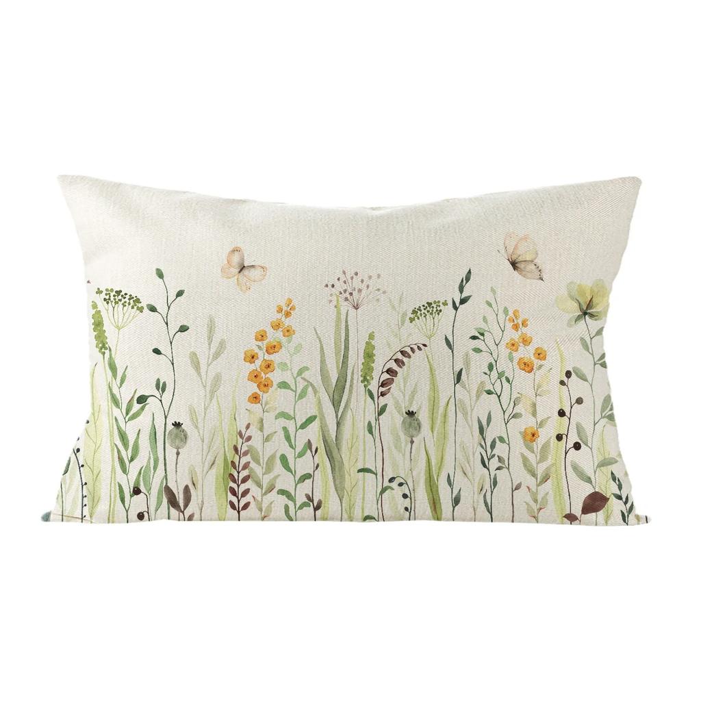Rectangular Floral Plant Print Cushion Cover Sofa Chair Car Pillow Cover Decorative Sofa