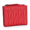 Sheepskin Women's Short Clip Wallet Folding Korean Trendy Embroidery Pleated Zipper Purse