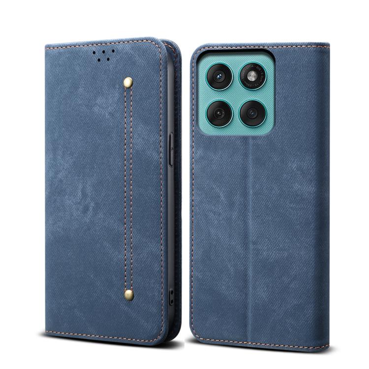 

Denim Texture Flip Leather Phone Case For Motorola Moto G86 5G синий