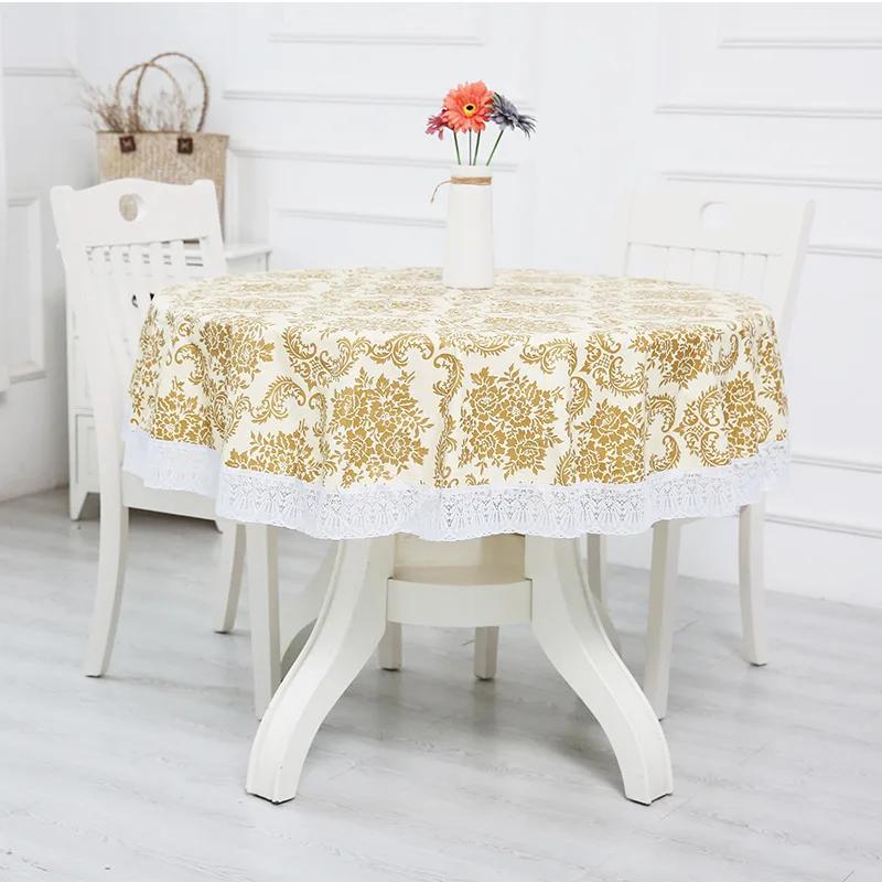 Round Table Cloth Environmental Protection Plush Plastic Tablecloth PVC Tablecloth Waterproof, Oil Proof and Washable
