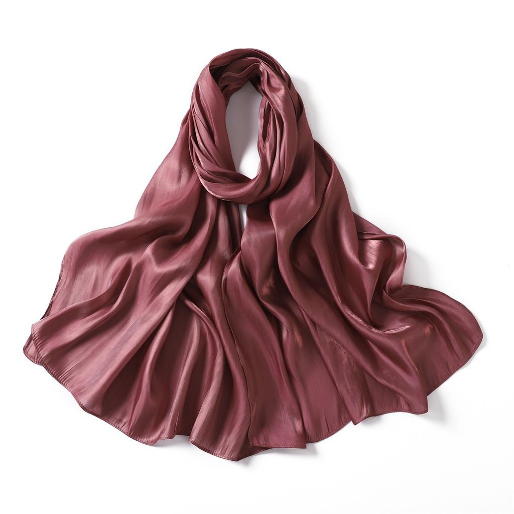 Neuer Sommer Glänzender Satin Damen Schal Mädchen Einfarbig Sonnenschutz Schals Weicher Foulard Schal Lässige Herbst Damen Wickelschals