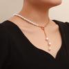 Temperament Asymmetric Special-shaped Imitation Pearl Fringed Necklace, Mixed and Matched Punk Thin Chain Necklace